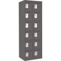 Clean Line Lockerette, 6 -tier, Bank of 2, 24" x 18" x 72", Steel, Charcoal, Rivet (Assembled) Duraquip Inc