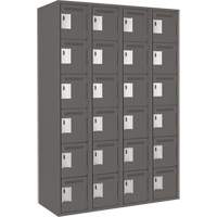 Clean Line Lockerette, 6 -tier, Bank of 4, 48" x 18" x 72", Steel, Charcoal, Rivet (Assembled) Duraquip Inc