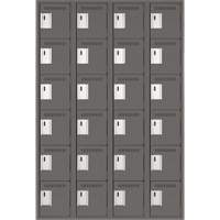 Clean Line Lockerette, 6 -tier, Bank of 4, 48" x 18" x 72", Steel, Charcoal, Rivet (Assembled) Duraquip Inc