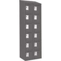 Clean Line Lockerette, 6 -tier, Bank of 2, 24" x 18" x 78", Steel, Charcoal, Rivet (Assembled) Duraquip Inc