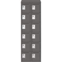 Clean Line Lockerette, 6 -tier, Bank of 2, 24" x 18" x 78", Steel, Charcoal, Rivet (Assembled) Duraquip Inc