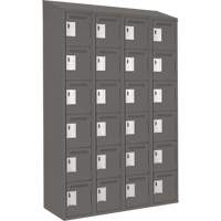 Clean Line Lockerette, 6 -tier, Bank of 4, 48" x 18" x 78", Steel, Charcoal, Rivet (Assembled) Duraquip Inc
