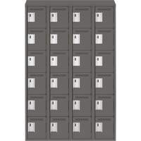 Clean Line Lockerette, 6 -tier, Bank of 4, 48" x 18" x 78", Steel, Charcoal, Rivet (Assembled) Duraquip Inc