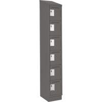 Clean Line Lockerette, 6 -tier, 12" x 18" x 82", Steel, Charcoal, Rivet (Assembled) Duraquip Inc