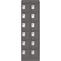 Clean Line Lockerette, 6 -tier, Bank of 2, 24" x 18" x 82", Steel, Charcoal, Rivet (Assembled) Duraquip Inc