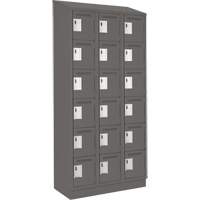 Clean Line Lockerette, 6 -tier, Bank of 3, 36" x 18" x 82", Steel, Charcoal, Rivet (Assembled) Duraquip Inc