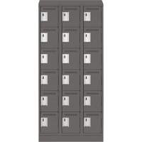 Clean Line Lockerette, 6 -tier, Bank of 3, 36" x 18" x 82", Steel, Charcoal, Rivet (Assembled) Duraquip Inc