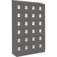 Clean Line Lockerette, 6 -tier, Bank of 4, 48" x 18" x 82", Steel, Charcoal, Rivet (Assembled) Duraquip Inc