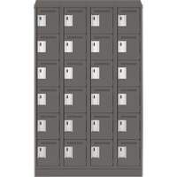 Clean Line Lockerette, 6 -tier, Bank of 4, 48" x 18" x 82", Steel, Charcoal, Rivet (Assembled) Duraquip Inc