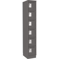 Clean Line Lockerette, 6 -tier, 12" x 18" x 76", Steel, Charcoal, Rivet (Assembled) Duraquip Inc
