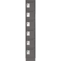Clean Line Lockerette, 6 -tier, 12" x 18" x 76", Steel, Charcoal, Rivet (Assembled) Duraquip Inc