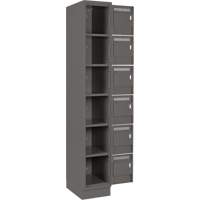 Clean Line Lockerette, 6 -tier, Bank of 4, 48" x 18" x 76", Steel, Charcoal, Rivet (Assembled) Duraquip Inc