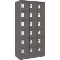 Clean Line Lockerette, 6 -tier, Bank of 3, 36" x 18" x 76", Steel, Charcoal, Rivet (Assembled) Duraquip Inc