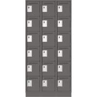 Clean Line Lockerette, 6 -tier, Bank of 3, 36" x 18" x 76", Steel, Charcoal, Rivet (Assembled) Duraquip Inc