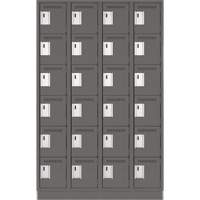 Clean Line Lockerette, 6 -tier, Bank of 4, 48" x 18" x 76", Steel, Charcoal, Rivet (Assembled) Duraquip Inc