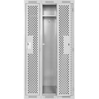 Clean Line Lockers, Bank of 3, 36" x 12" x 72", Steel, Grey, Rivet (Assembled), Perforated Duraquip Inc