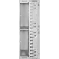 Clean Line Lockers, 2 -tier, Bank of 2, 24" x 12" x 72", Steel, Grey, Rivet (Assembled), Perforated Duraquip Inc