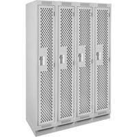 Clean Line Lockers, Bank of 4, 48" x 12" x 76", Steel, Grey, Rivet (Assembled), Perforated Duraquip Inc
