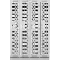 Clean Line Lockers, Bank of 4, 48" x 12" x 76", Steel, Grey, Rivet (Assembled), Perforated Duraquip Inc