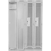 Clean Line Lockers, Bank of 4, 48" x 12" x 76", Steel, Grey, Rivet (Assembled), Perforated Duraquip Inc