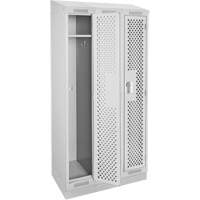 Clean Line Lockers, Bank of 3, 36" x 18" x 82", Steel, Grey, Rivet (Assembled), Perforated Duraquip Inc