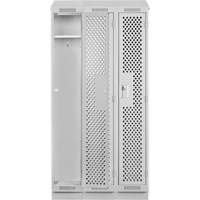 Clean Line Lockers, Bank of 3, 36" x 18" x 82", Steel, Grey, Rivet (Assembled), Perforated Duraquip Inc
