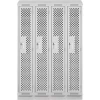 Clean Line Lockers, Bank of 4, 48" x 18" x 82", Steel, Grey, Rivet (Assembled), Perforated Duraquip Inc