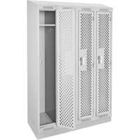 Clean Line Lockers, Bank of 4, 48" x 18" x 82", Steel, Grey, Rivet (Assembled), Perforated Duraquip Inc