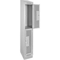 Clean Line Lockers, 2 -tier, 12" x 12" x 82", Steel, Grey, Rivet (Assembled), Perforated Duraquip Inc