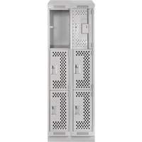Clean Line Lockers, 3 -tier, Bank of 2, 24" x 18" x 82", Steel, Grey, Rivet (Assembled), Perforated Duraquip Inc