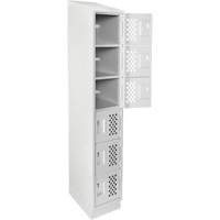 Assembled Lockerettes Clean Line Perforated Economy Lockers, 6 -tier, 18" x 72" x 12", Steel Duraquip Inc
