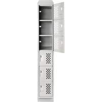 Assembled Lockerettes Clean Line Perforated Economy Lockers, 6 -tier, 18" x 72" x 12", Steel Duraquip Inc