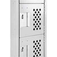 Assembled Clean Line Perforated Economy Lockers, 6 -tier, Bank of 4, 18" x 72" x 12", Steel Duraquip Inc