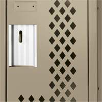 Clean Line Lockers, 2 -tier, 12" x 12" x 72", Steel, Beige, Rivet (Assembled), Perforated Duraquip Inc