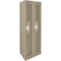 Clean Line Lockers, Bank of 2, 24" x 12" x 72", Steel, Beige, Rivet (Assembled), Perforated Duraquip Inc