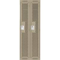 Clean Line Lockers, Bank of 2, 24" x 12" x 72", Steel, Beige, Rivet (Assembled), Perforated Duraquip Inc