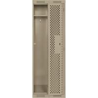 Clean Line Lockers, Bank of 2, 24" x 12" x 72", Steel, Beige, Rivet (Assembled), Perforated Duraquip Inc