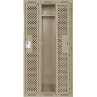 Clean Line Lockers, Bank of 3, 36" x 12" x 72", Steel, Beige, Rivet (Assembled), Perforated Duraquip Inc