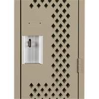Clean Line Lockers, Bank of 3, 36" x 12" x 72", Steel, Beige, Rivet (Assembled), Perforated Duraquip Inc