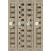 Clean Line Lockers, Bank of 4, 48" x 12" x 72", Steel, Beige, Rivet (Assembled), Perforated Duraquip Inc