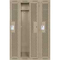Clean Line Lockers, Bank of 4, 48" x 12" x 72", Steel, Beige, Rivet (Assembled), Perforated Duraquip Inc