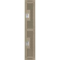 Clean Line Lockers, 2 -tier, 12" x 12" x 72", Steel, Beige, Rivet (Assembled), Perforated Duraquip Inc