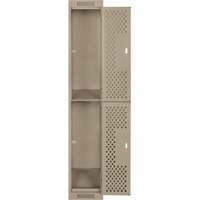 Clean Line Lockers, 2 -tier, 12" x 12" x 72", Steel, Beige, Rivet (Assembled), Perforated Duraquip Inc