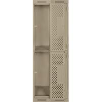 Clean Line Lockers, 2 -tier, Bank of 2, 24" x 12" x 72", Steel, Beige, Rivet (Assembled), Perforated Duraquip Inc