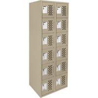 Assembled Lockerettes Clean Line Perforated Economy Lockers, 6 -tier, Bank of 2, 18" x 72" x 12", Steel Duraquip Inc