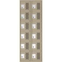Assembled Lockerettes Clean Line Perforated Economy Lockers, 6 -tier, Bank of 2, 18" x 72" x 12", Steel Duraquip Inc