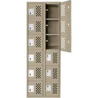 Assembled Lockerettes Clean Line Perforated Economy Lockers, 6 -tier, Bank of 2, 18" x 72" x 12", Steel Duraquip Inc