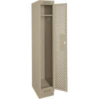 Clean Line Lockers, 12" x 12" x 76", Steel, Beige, Rivet (Assembled), Perforated Duraquip Inc