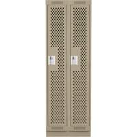 Clean Line Lockers, Bank of 2, 24" x 12" x 76", Steel, Beige, Rivet (Assembled), Perforated Duraquip Inc