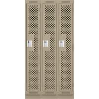 Clean Line Lockers, Bank of 3, 36" x 12" x 76", Steel, Beige, Rivet (Assembled), Perforated Duraquip Inc